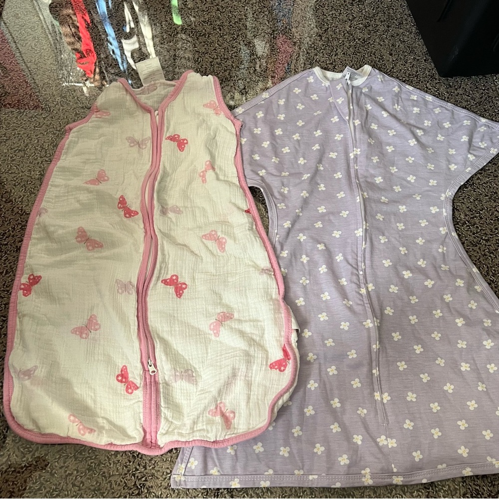 aden + anais Pink and Sleeping baby Purple Sleep Sack Pajamas